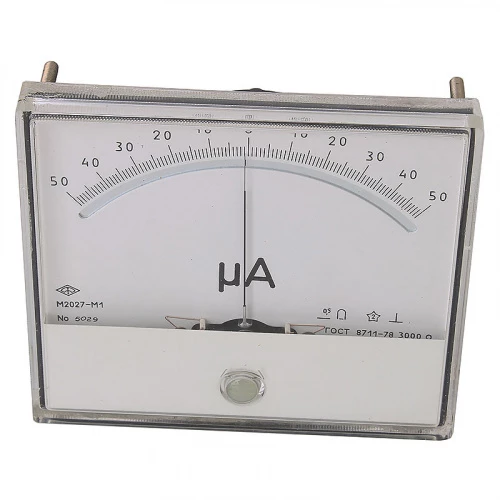 М2027-М1 мкА 100 кл.1,0 3000 Ом Верт. 105х120мм Микроамперметр  УТ000015445